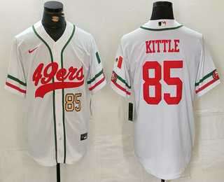 Mens San Francisco 49ers #85 George Kittle Number White Mexico Cool Base Stitched Baseball Jersey
